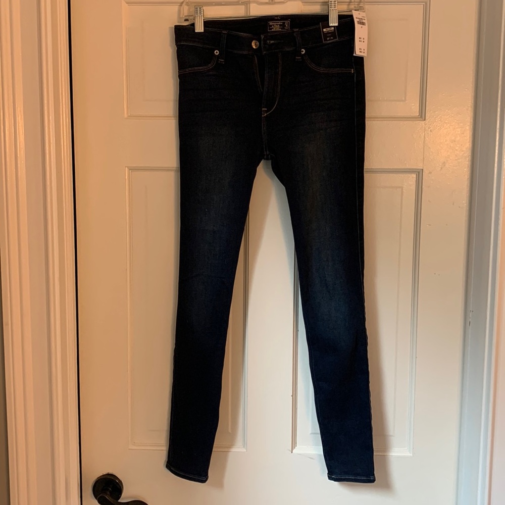Abercrombie & Fitch Mid-Rise Dark Wash Skinny Jeans